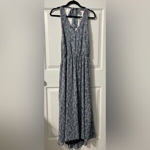 Banana Republic blue and white halter tie backless dress.